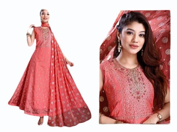 Fency Printed Gown With Dupatta