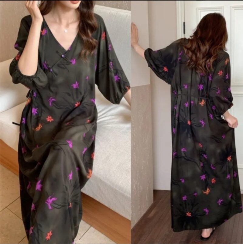 New V-neck New Chinese Style Wrap Bourette Dress Women - Image 7
