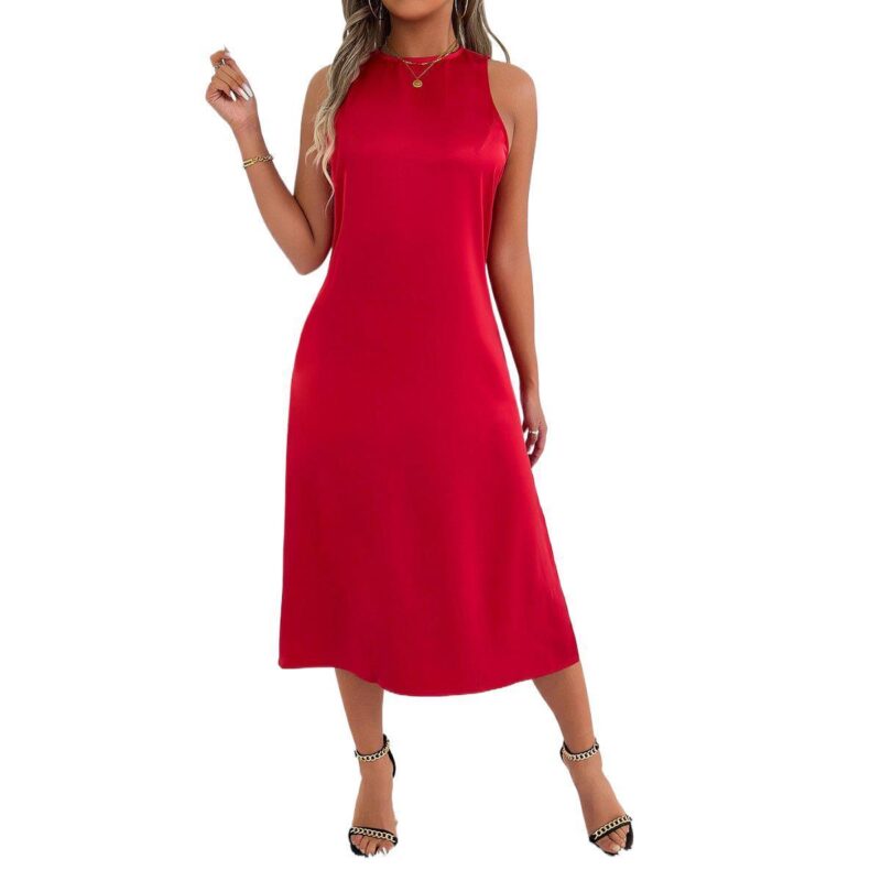Satin Pure Color For Women Dress - Image 2