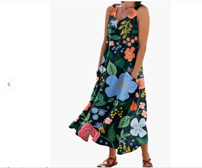 Women's Landscape Floral Maxi Dress Slim Fit Casual Skirt - Image 3
