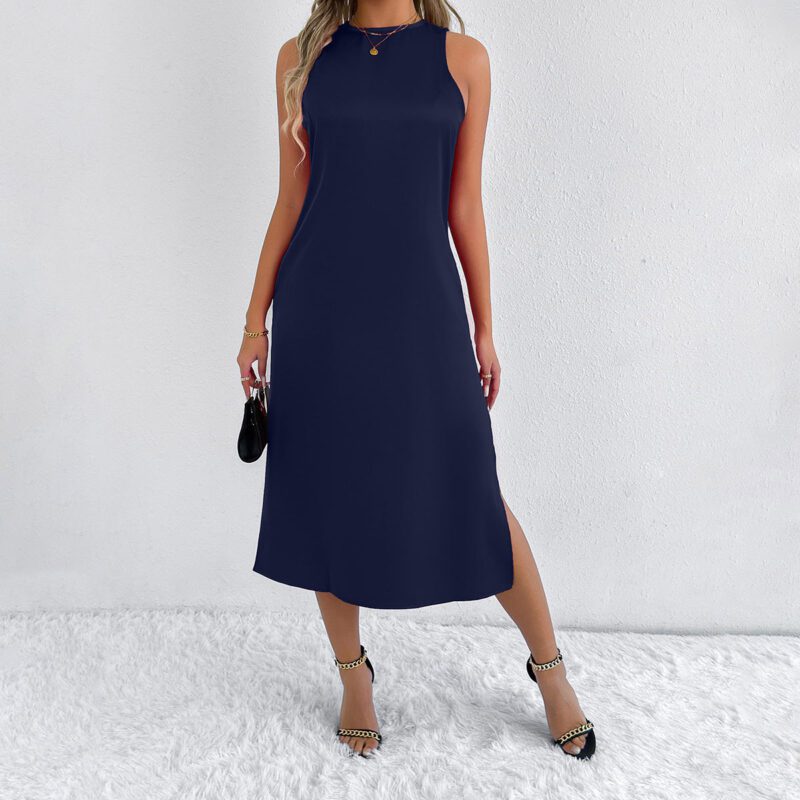 Satin Pure Color For Women Dress