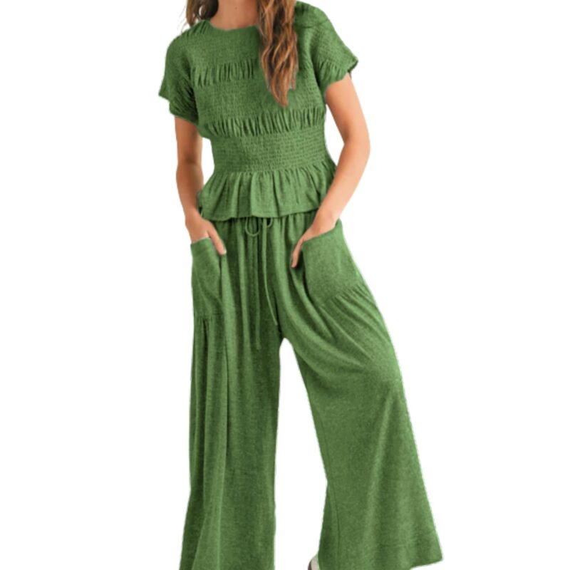 Women's 2-piece Pleated Top And Wide Leg Pants - Image 5