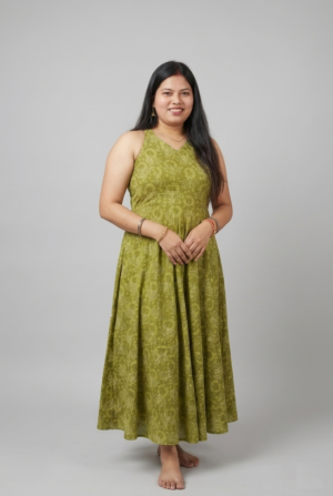 Designer Cotton Printed Full Length Gown by Radha Fashions