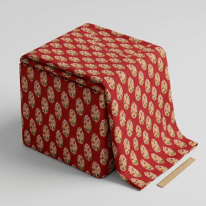 Printed Cotton Fabric – Red Base Paisley Motif (3.5 Meter) – F13