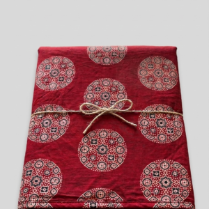 Maroon Circular Printed Cotton Fabric for Ladies Dress