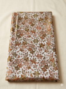 Banarasi Silk Printed Fabric – Gradient Grey with Mustard Yellow (Code: F3)
