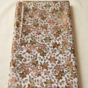 Banarasi Silk Printed Fabric – Gradient Grey with Mustard Yellow (Code: F3)