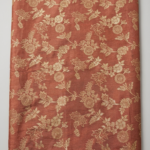Floral Woven Silk Fabric – Rust Brown with Gold Design (1 Meter) – F32