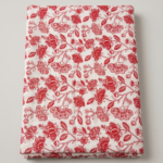 Cotton Printed Fabric – Pink & Off White Leaf Design (2 Meter, Code: F4)