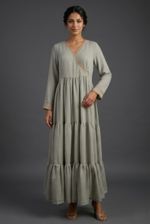 Three Frill Designer Gown