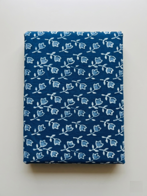 Blue Floral Printed Cotton Fabric for Ladies Dress