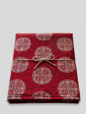 Maroon Circular Printed Cotton Fabric for Ladies Dress