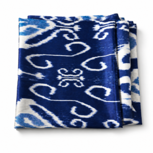 Blue Ikat Printed Soft Cotton Fabric for Designer Wear