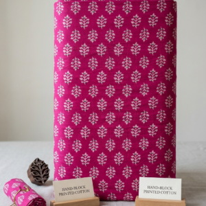 Pink Hand Block Printed Soft Cotton Fabric