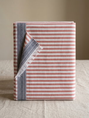 Pink with White Striped High Quality Cotton Fabric