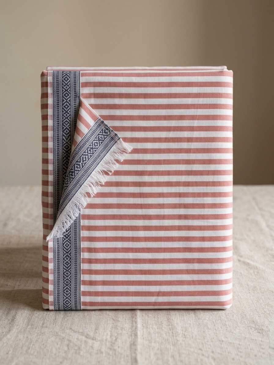 Pink with White Striped High Quality Cotton Fabric