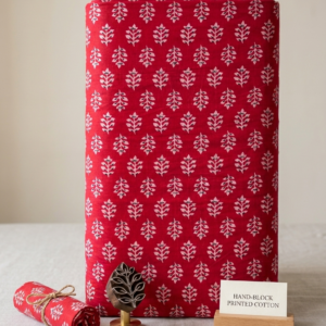 Red Hand Block Printed Soft Cotton Fabric