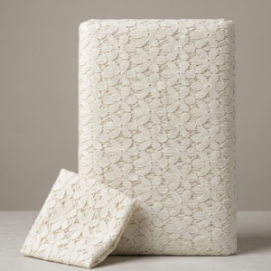Off White Floral Lace Pattern Soft Cotton Fabric