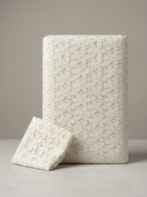 Off White Floral Lace Pattern Soft Cotton Fabric