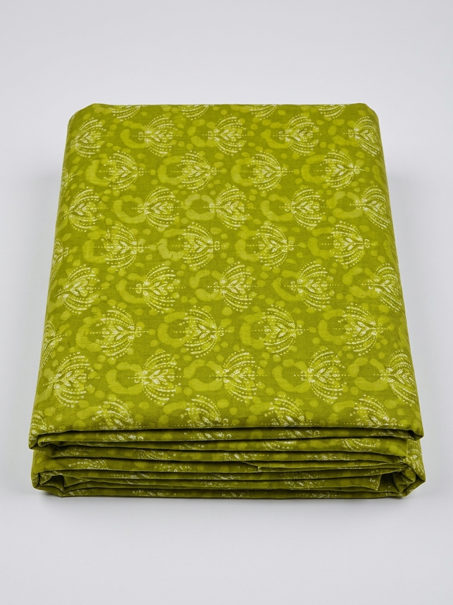 Printed Cotton Fabric– Mehandi Tone Traditional Motif (3.5 Meter) – F8