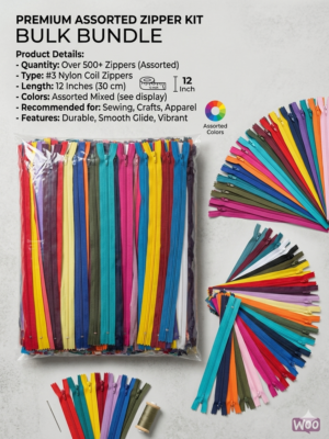 T16 Premium Assorted Nylon Coil Zipper Bulk Bundle Pack