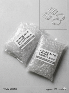 Clear Plastic Lingerie Sliders & Rings – 12MM