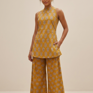 Mustard Yellow Printed Soft Cotton Designer Co-Ord Set – RW16