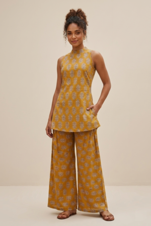 Mustard Yellow Printed Soft Cotton Designer Co-Ord Set – RW16