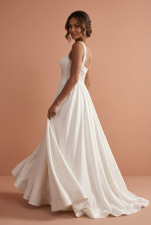 Elegant White Soft Santoon Designer Gown – RW19
