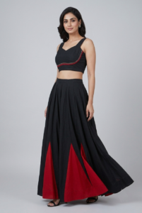 Black & Red Designer Soft Crepe Lehenga Choli Set – RW20
