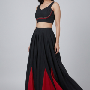 Black & Red Designer Soft Crepe Lehenga Choli Set – RW20