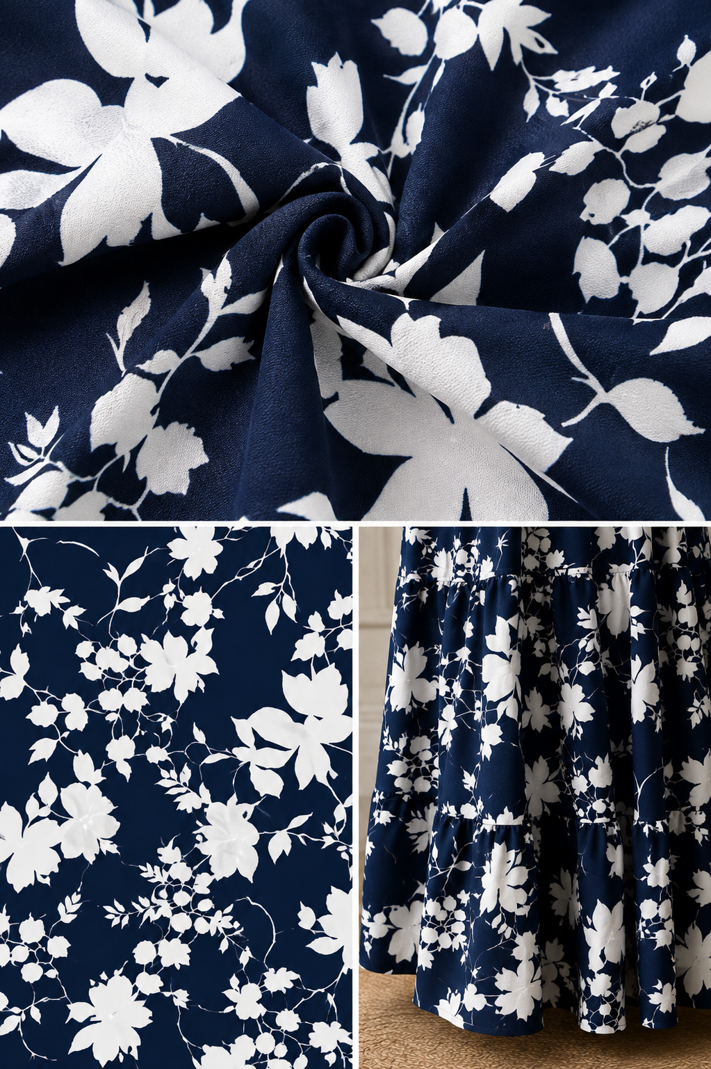 Navy Blue Floral Cotton Tiered Maxi Dress – RW28 - Image 2