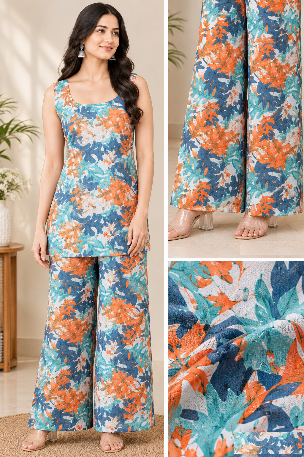 Multicolour Floral Printed Soft Cotton Co-Ord Set – RW31 - Image 3