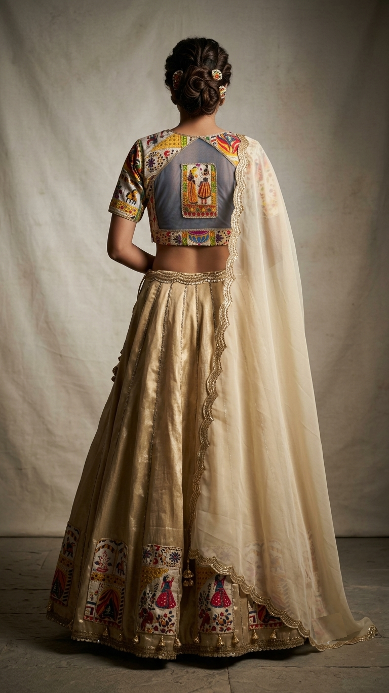 Cream Designer Embroidered Lehenga Choli with Dupatta – RW25 - Image 2