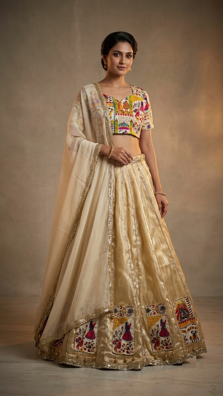 Cream Designer Embroidered Lehenga Choli with Dupatta – RW25
