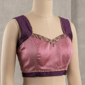 Mauve Pink and Deep Purple Banarsi Silk Padded Blouse RW43