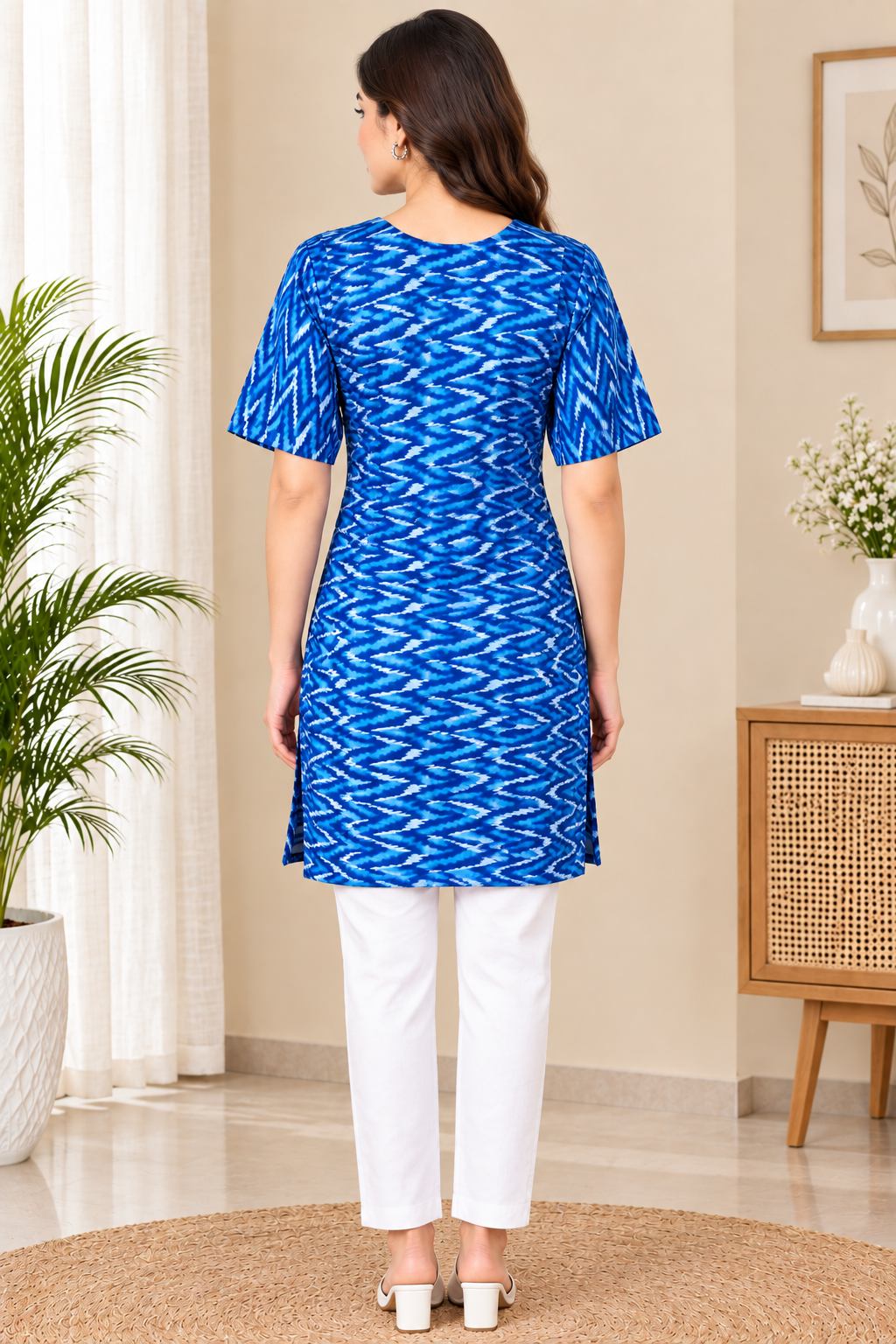 Royal Blue Printed Short Kurti for Women – RW32 - Image 4