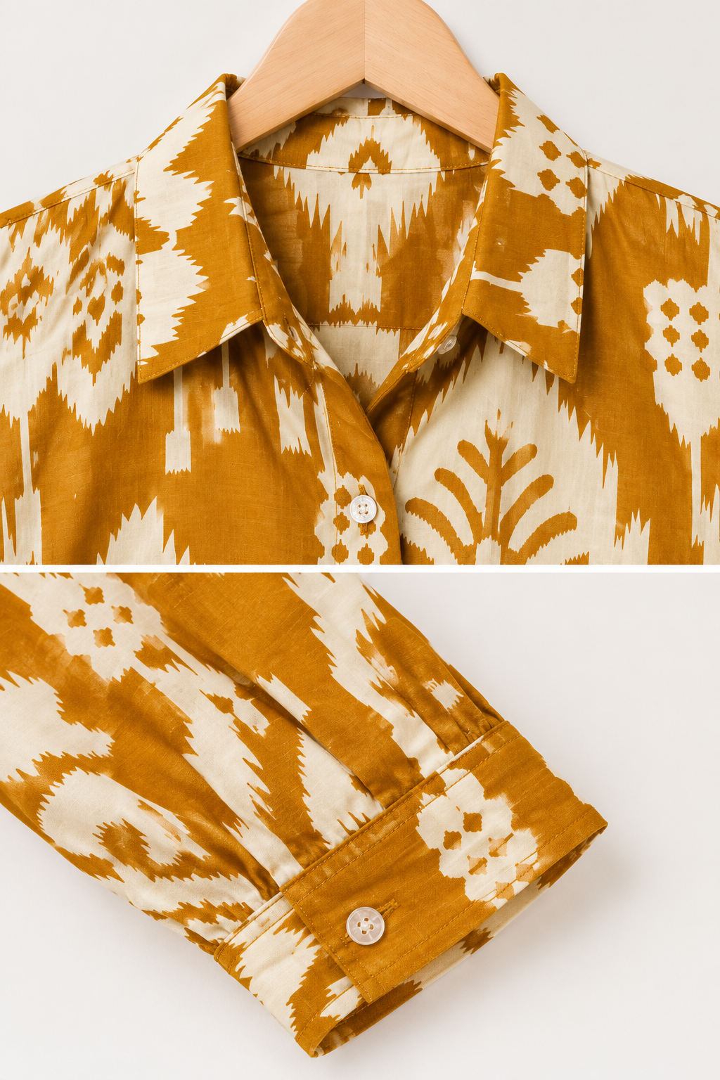 Mustard Yellow Printed Cambric Cotton Co-Ord Set - Image 3
