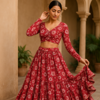 Printed flower lehanga 1